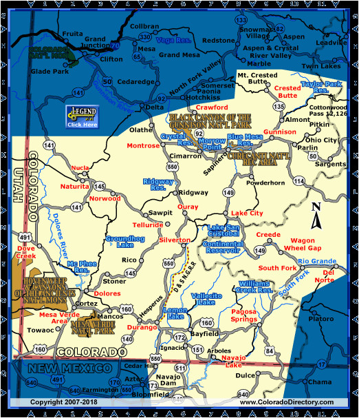 southwest colorado map co vacation directory
