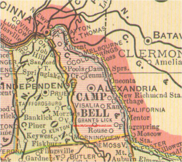 campbell county kentucky 1905 map alexandria ky