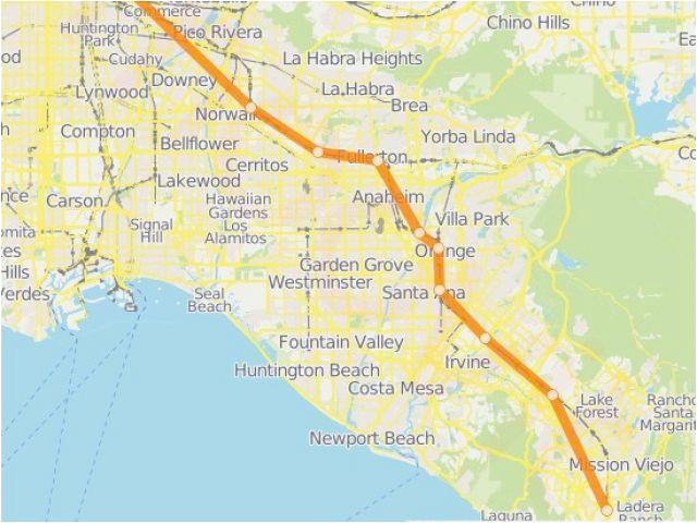 map of mission viejo california orange county line route time