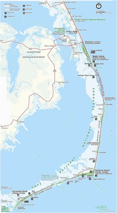 map of the outer banks including hatteras and ocracoke islands