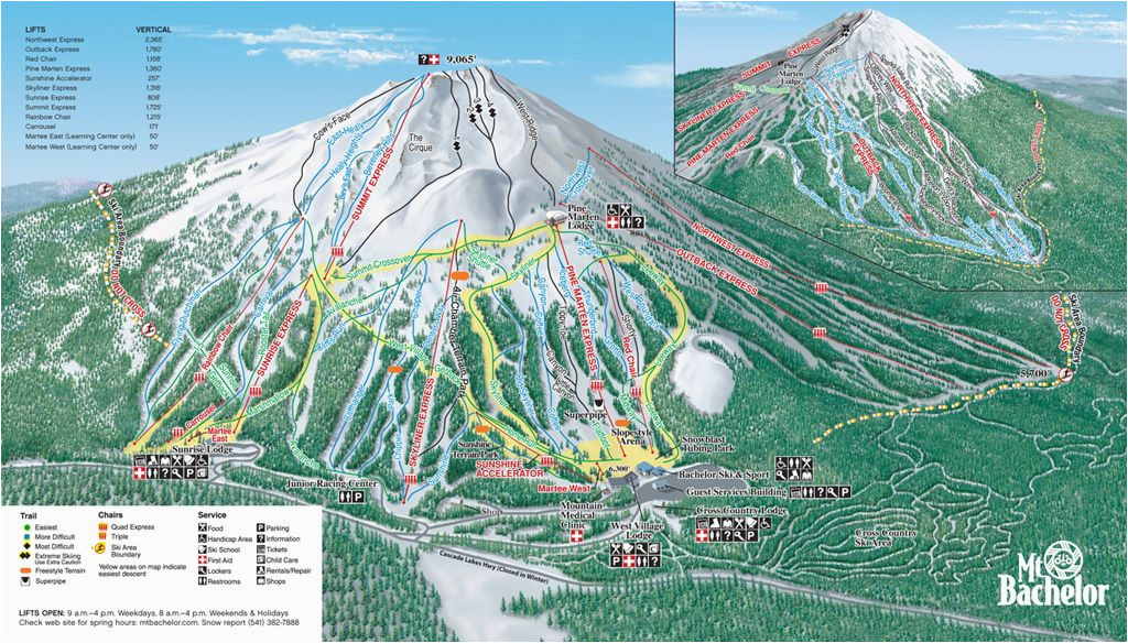 mt bachelor mt bachelor oregon skiing ski magazine trail maps