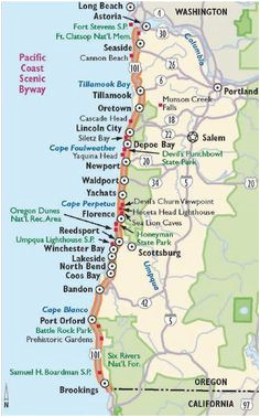simple oregon coast map with towns and cities oregon coast in