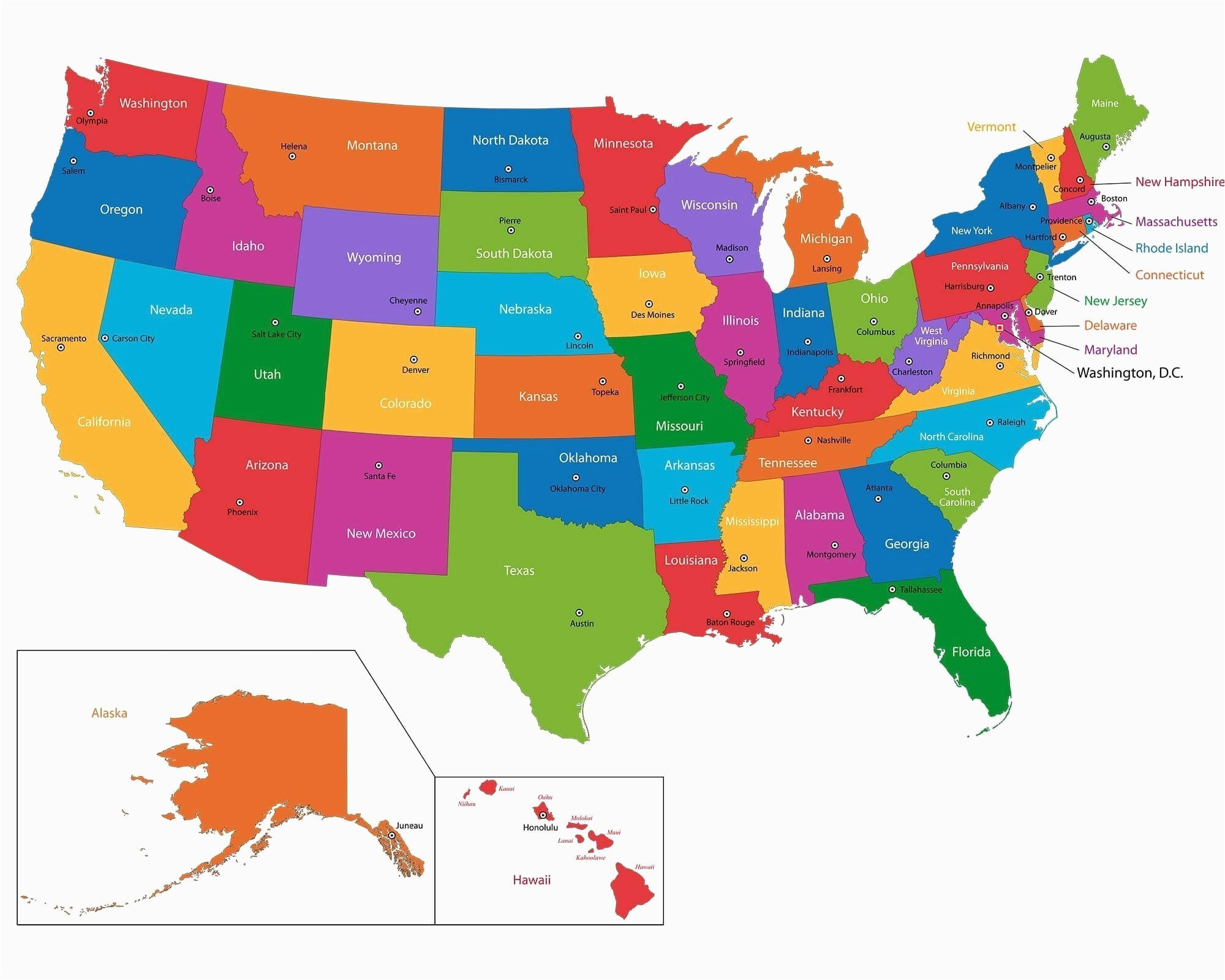 united states map with state capital names fresh 50 states america