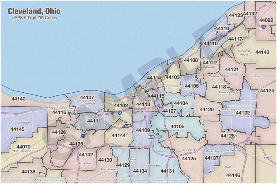 Cleveland Ohio Zip Codes Map