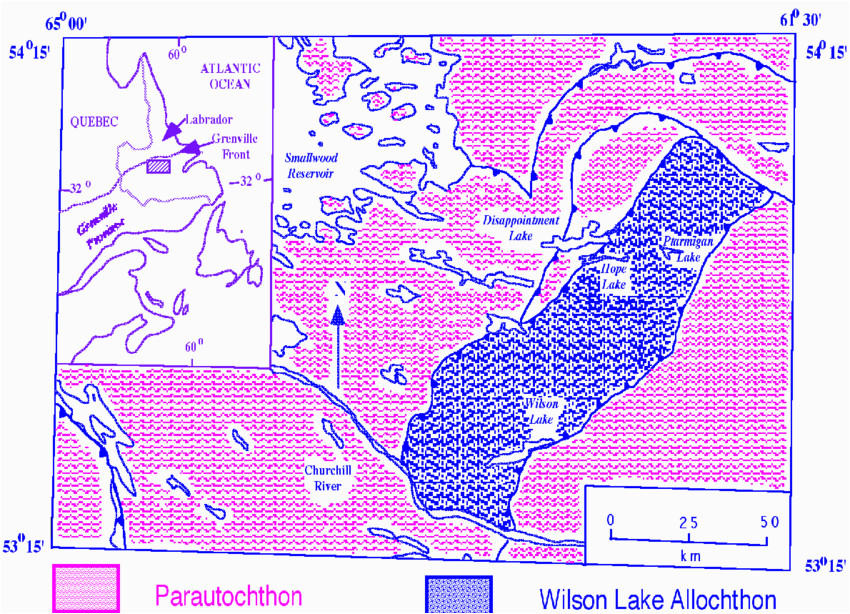 simplified geologic map of the wilson lake area labrador wilson