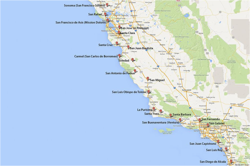 california missions map where to find them