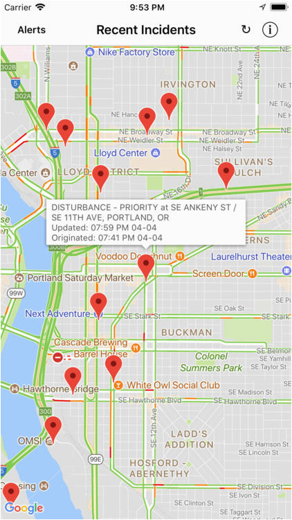 portland incident map alerts by david gross