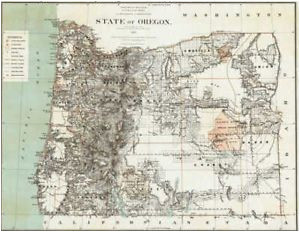 1879 oregon map or hillsboro madras north bend molalla jefferson
