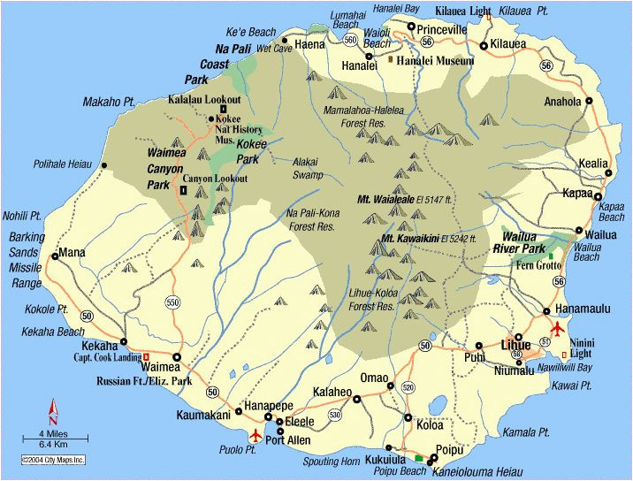 map of kauai towns map of kauai island with roads and cities