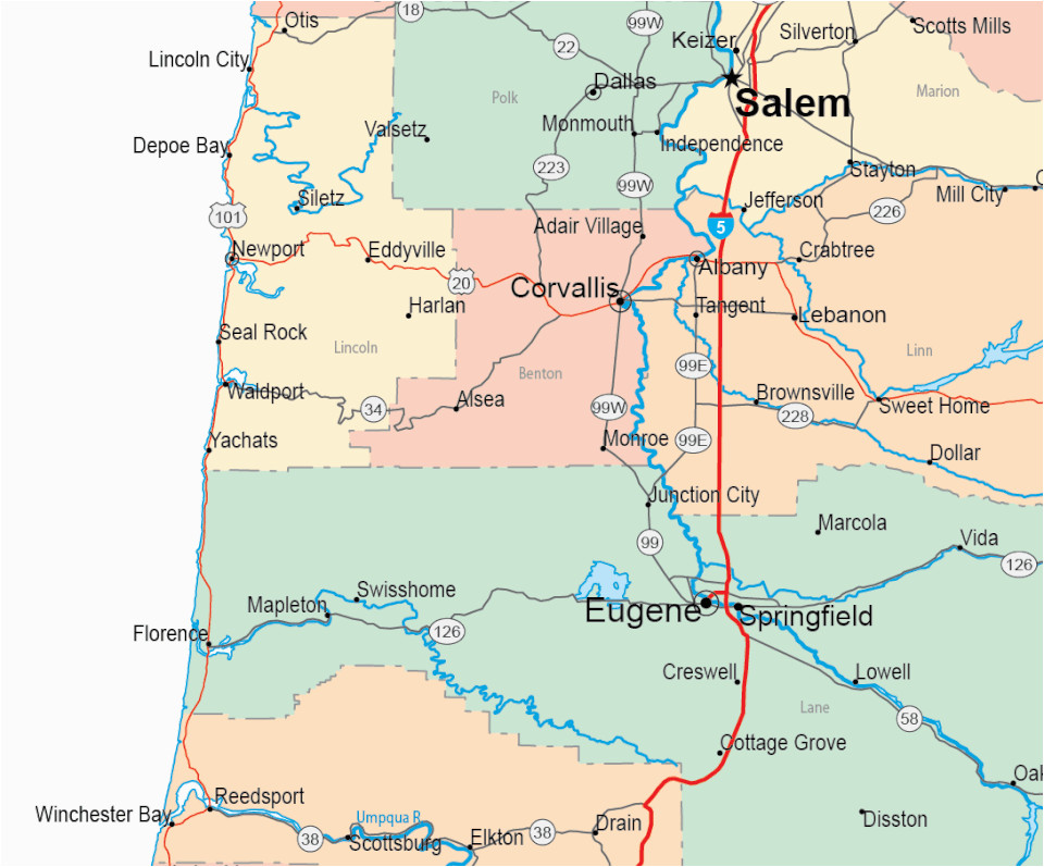 Map Of Eugene Oregon And Surrounding Areas Gallery Of Oregon Maps Of Map Of Eugene Oregon And Surrounding Areas 1 