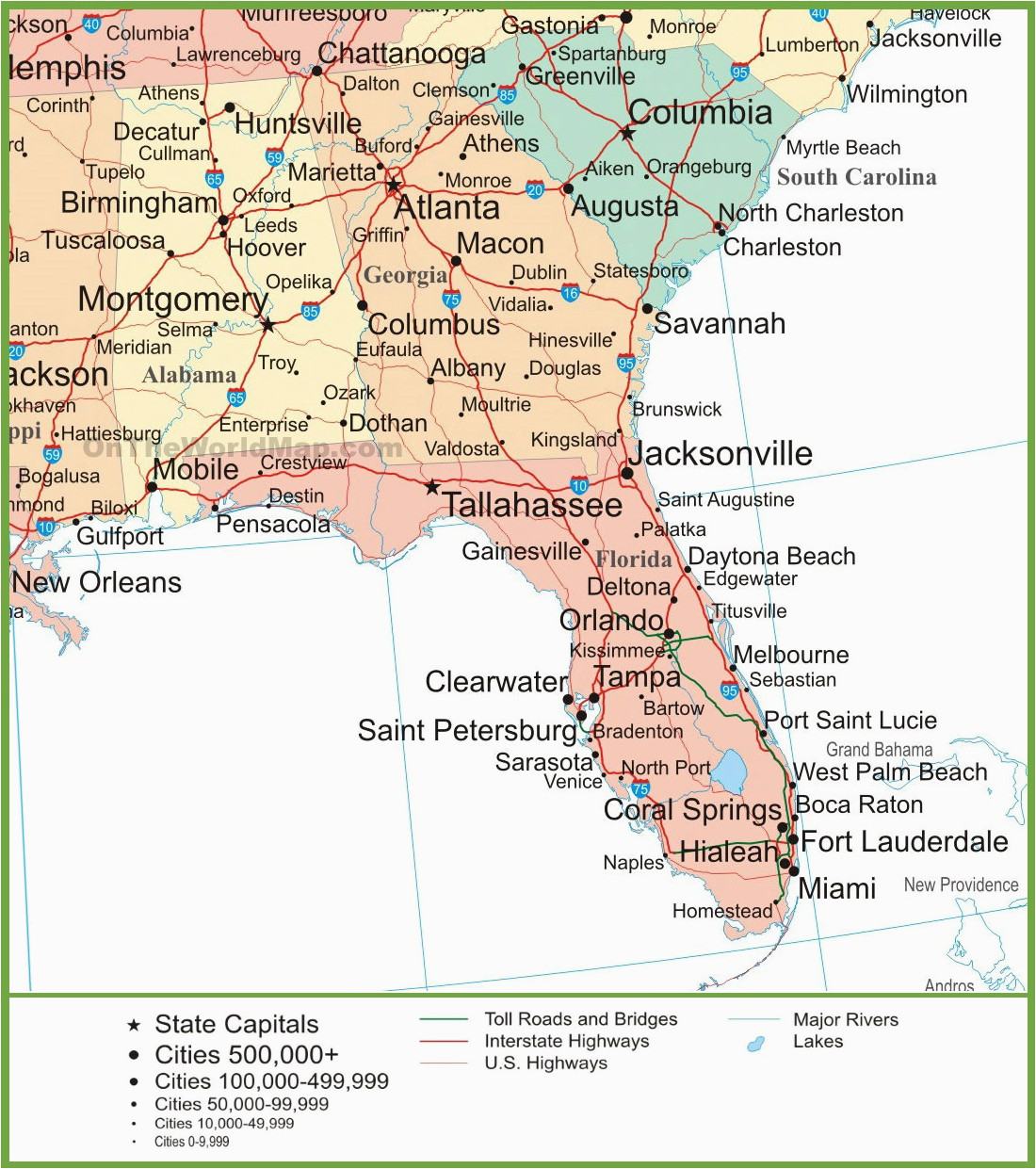 Map Of Georgia Coast Cities Map Of Alabama Georgia And Florida Of Map Of Georgia Coast Cities 