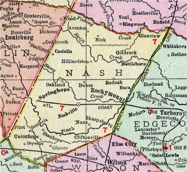 nash county north carolina 1911 map rand mcnally nashville