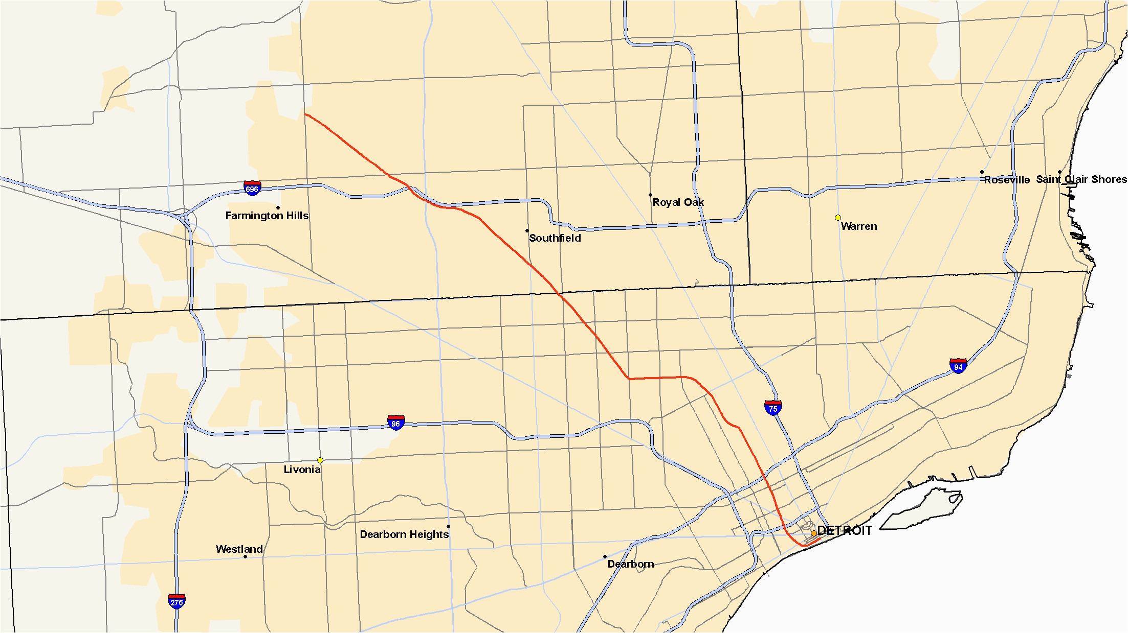 Map Of I 75 In Michigan Secretmuseum   Map Of I 75 In Michigan M 10 Michigan Highway Wikipedia Of Map Of I 75 In Michigan 