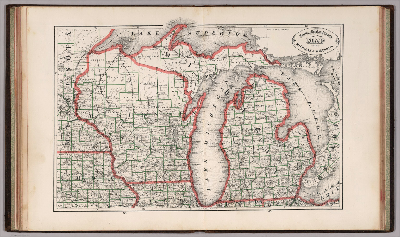 new rail road and county map of michigan and wisconsin david