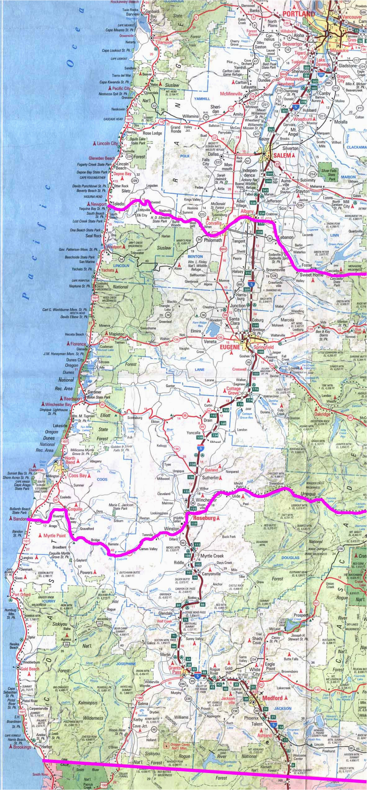 Map Of Oregon Coast Campgrounds California Coast Campgrounds Map