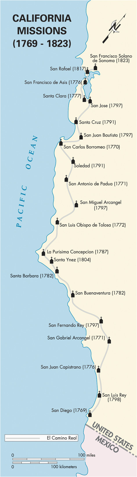 Map Of The California Missions Secretmuseum