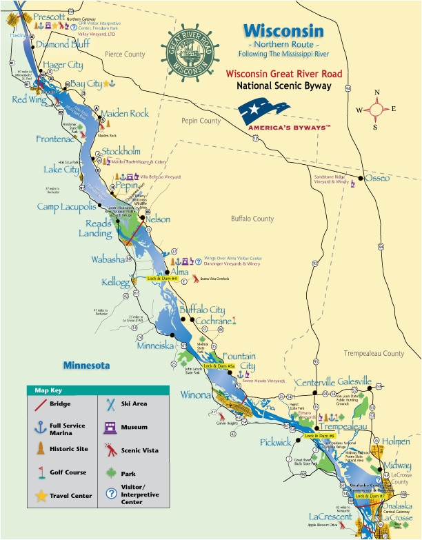 travel map northern section of the wisconsin great river road