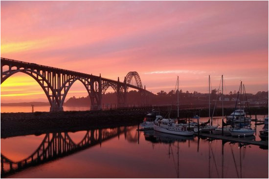 newport bridge at sunset from rogue brewing restaurant picture of