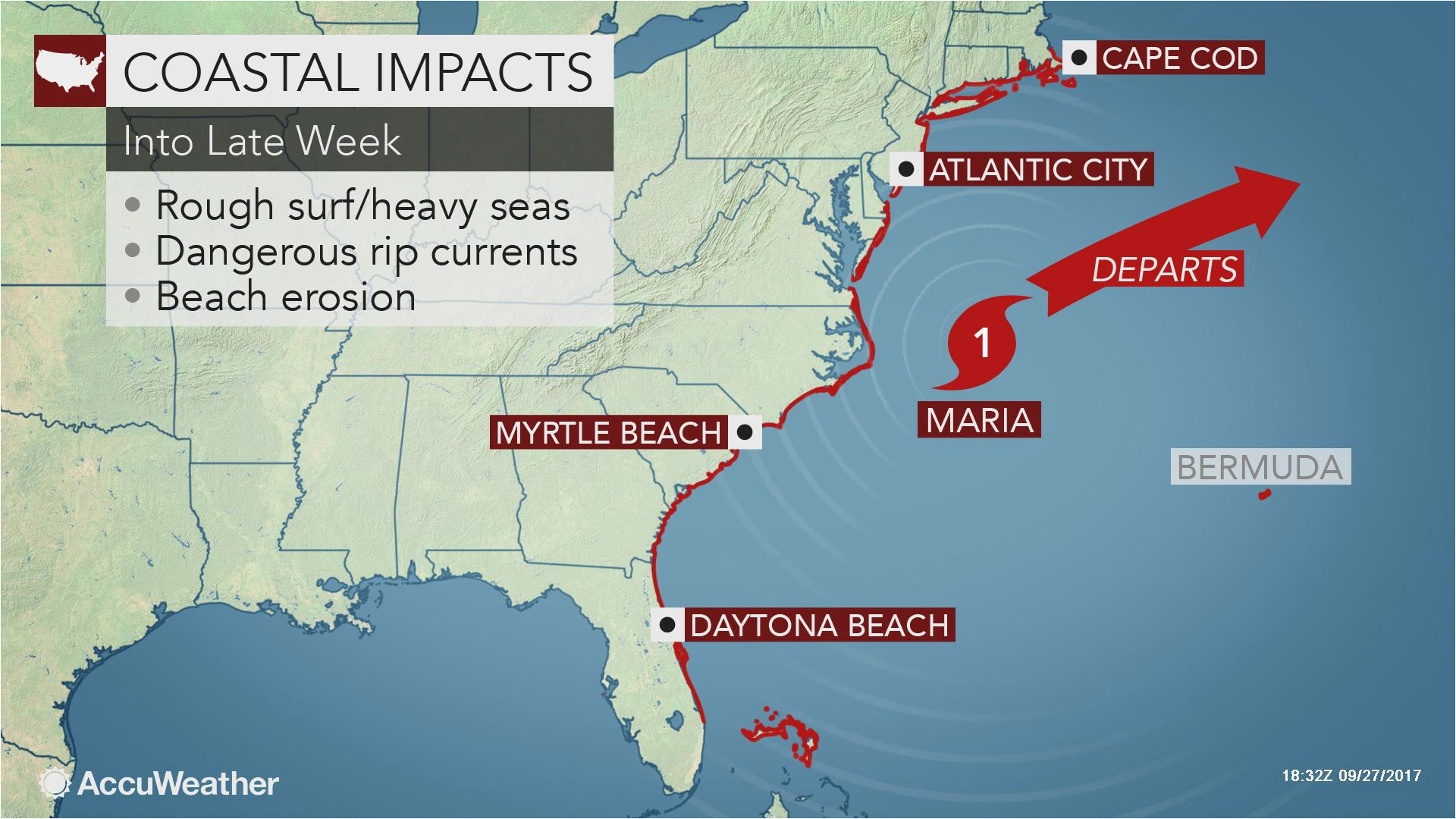 weather map of us today maria brushes north carolina with gusty