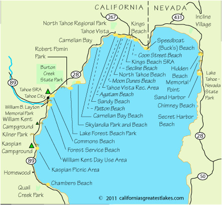 map of north lake tahoe beaches lake tahoe lake tahoe camping