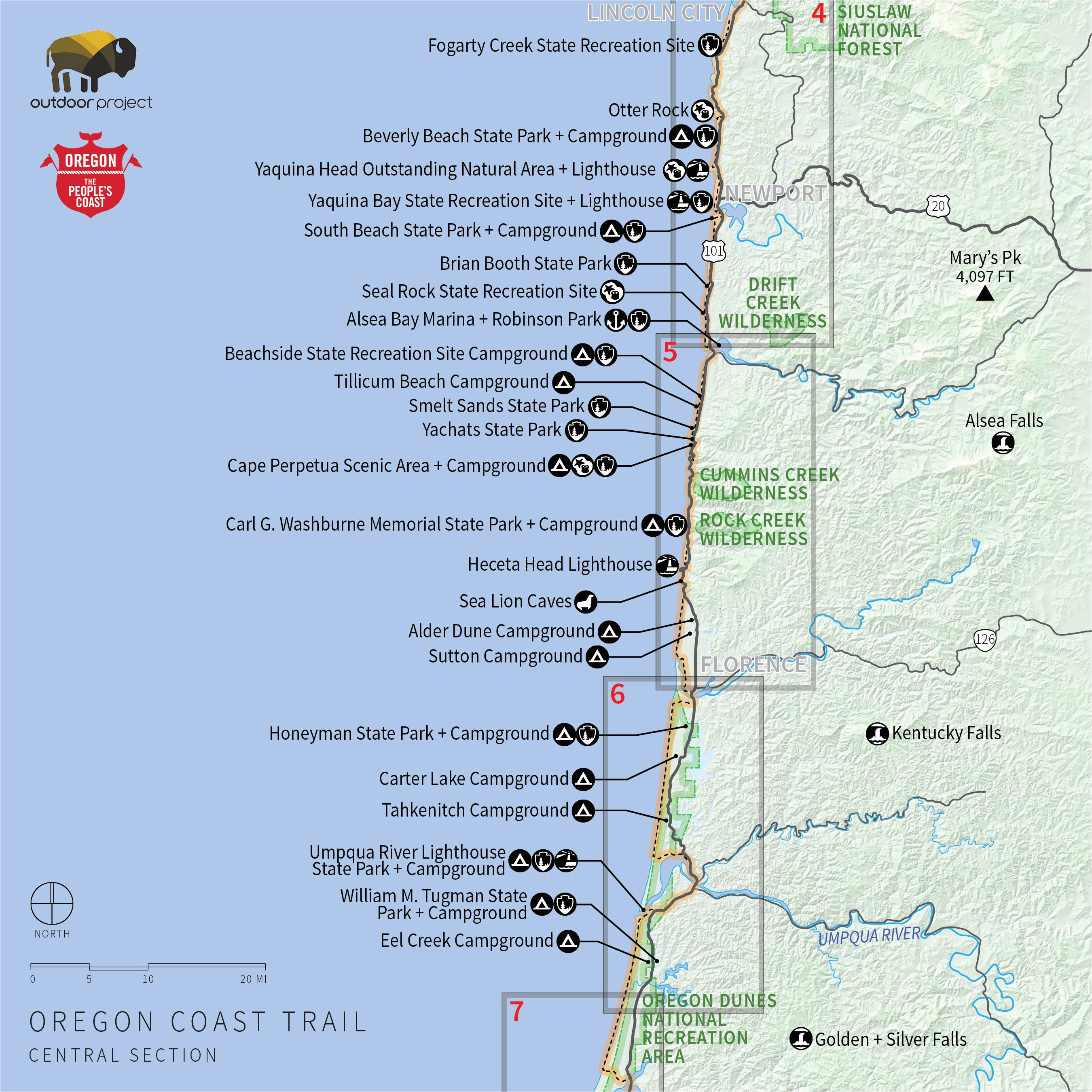 Oregon Coast Lighthouse Map | Living Room Design 2020