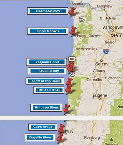 oregon lighthouses map www picturesso com
