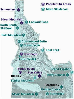 idaho map of downhill ski areas go northwest a travel guide
