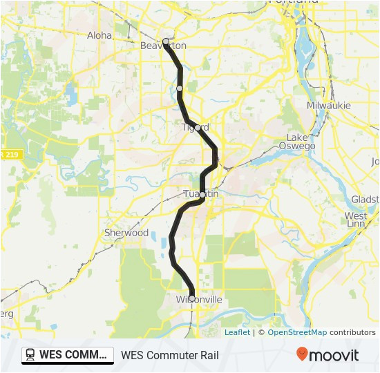 wes commuter rail route time schedules stops maps beaverton