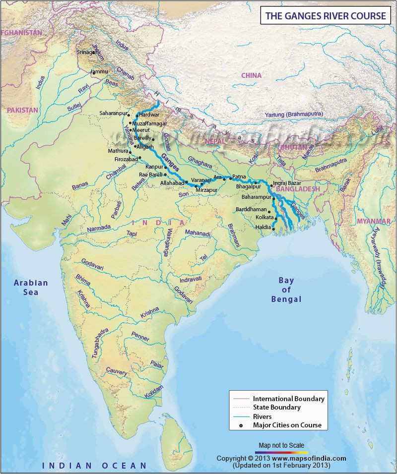 route map of ganges river an important and sacred river in classic