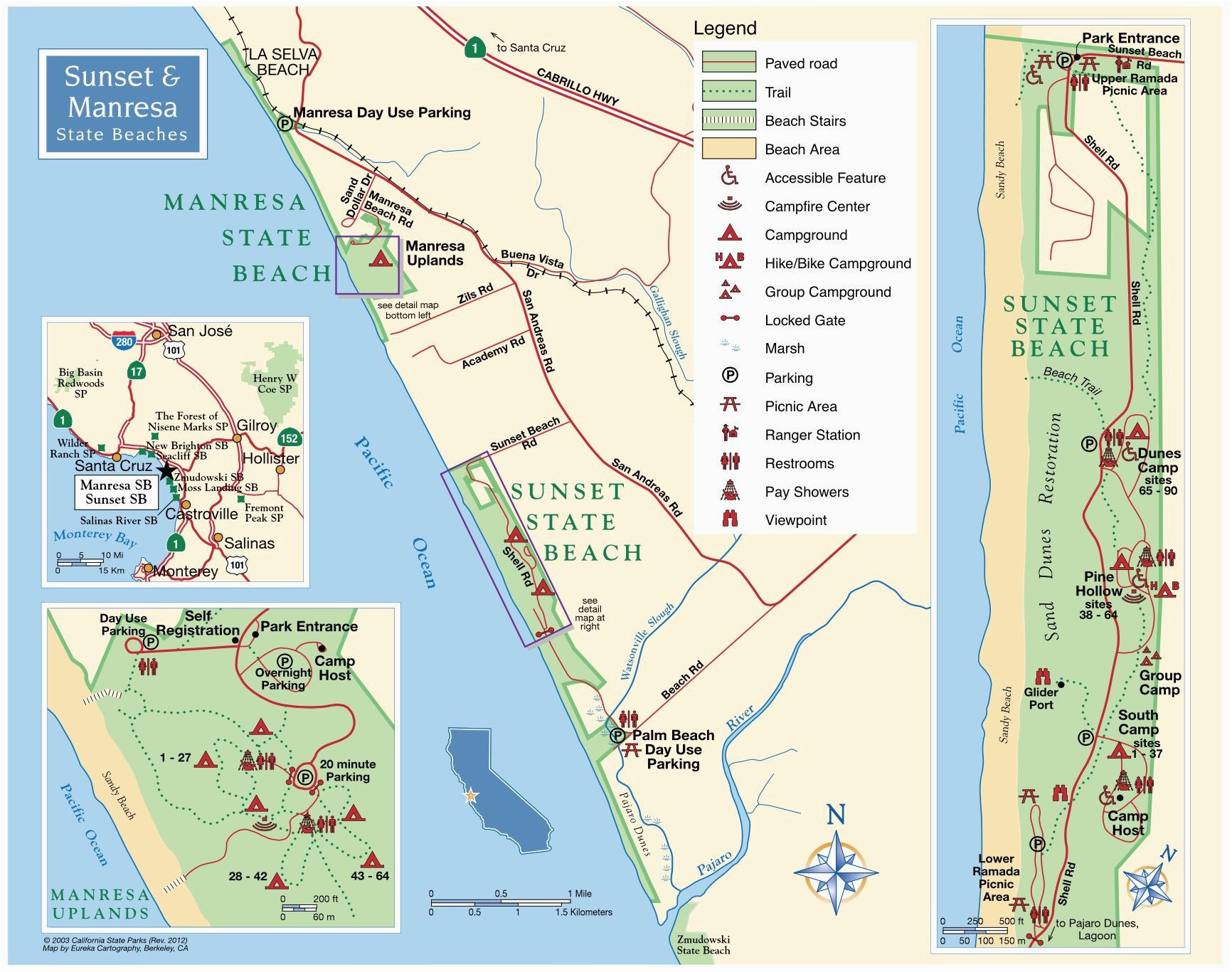 rv parks california coast map printable sunset state beach