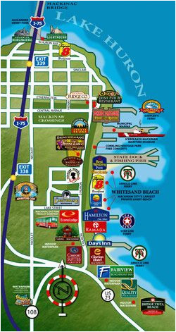 puremichigan map of mackinaw city i love michigan michigan