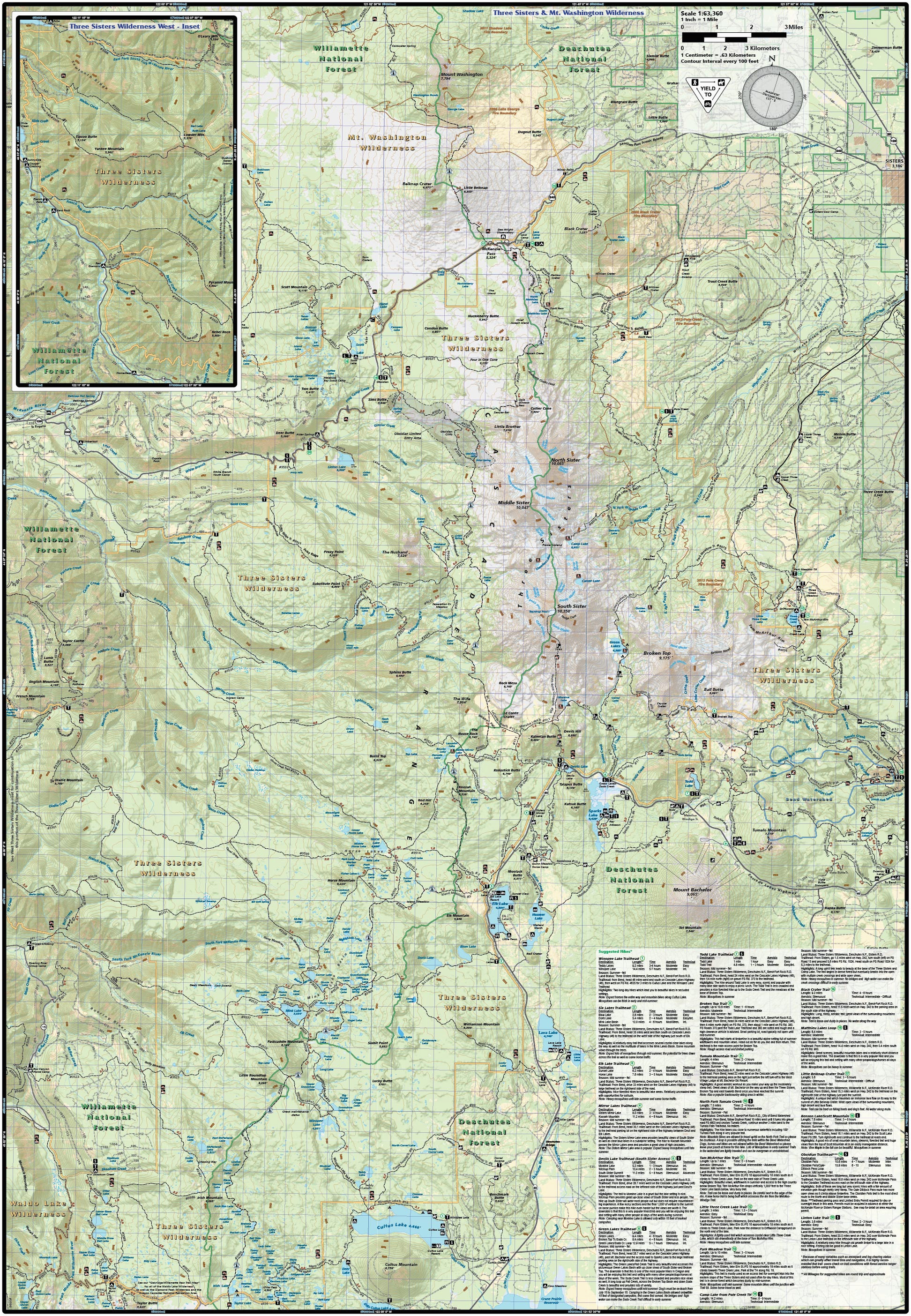 three sisters wilderness map adventure maps