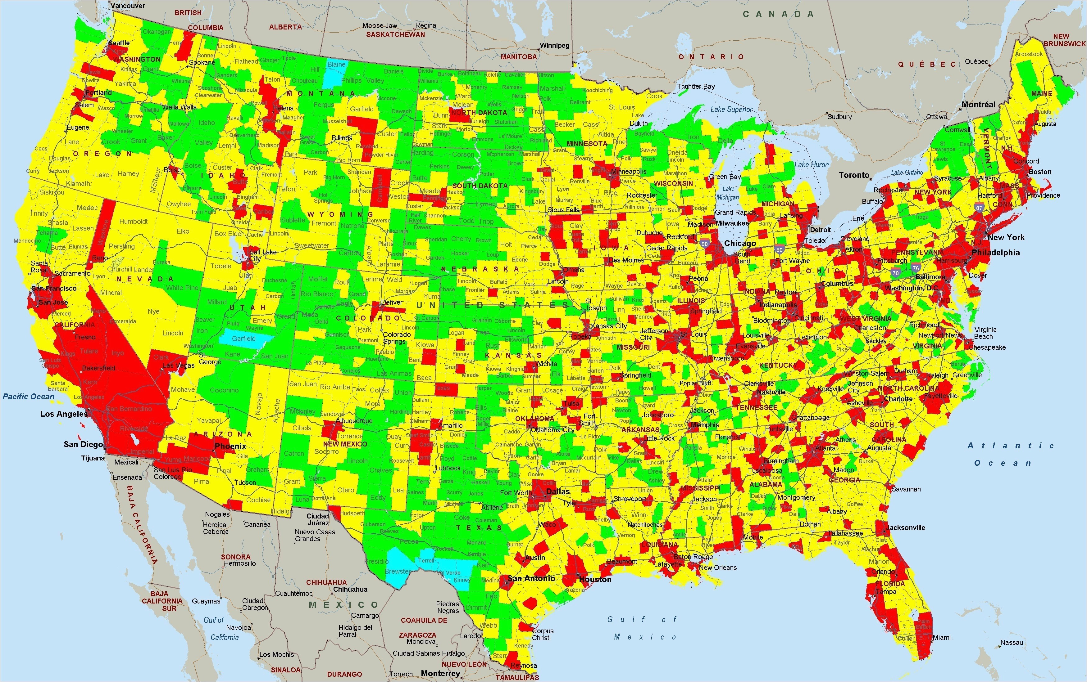maps of air pollution in us united states awesome mean pm 2 5 levels