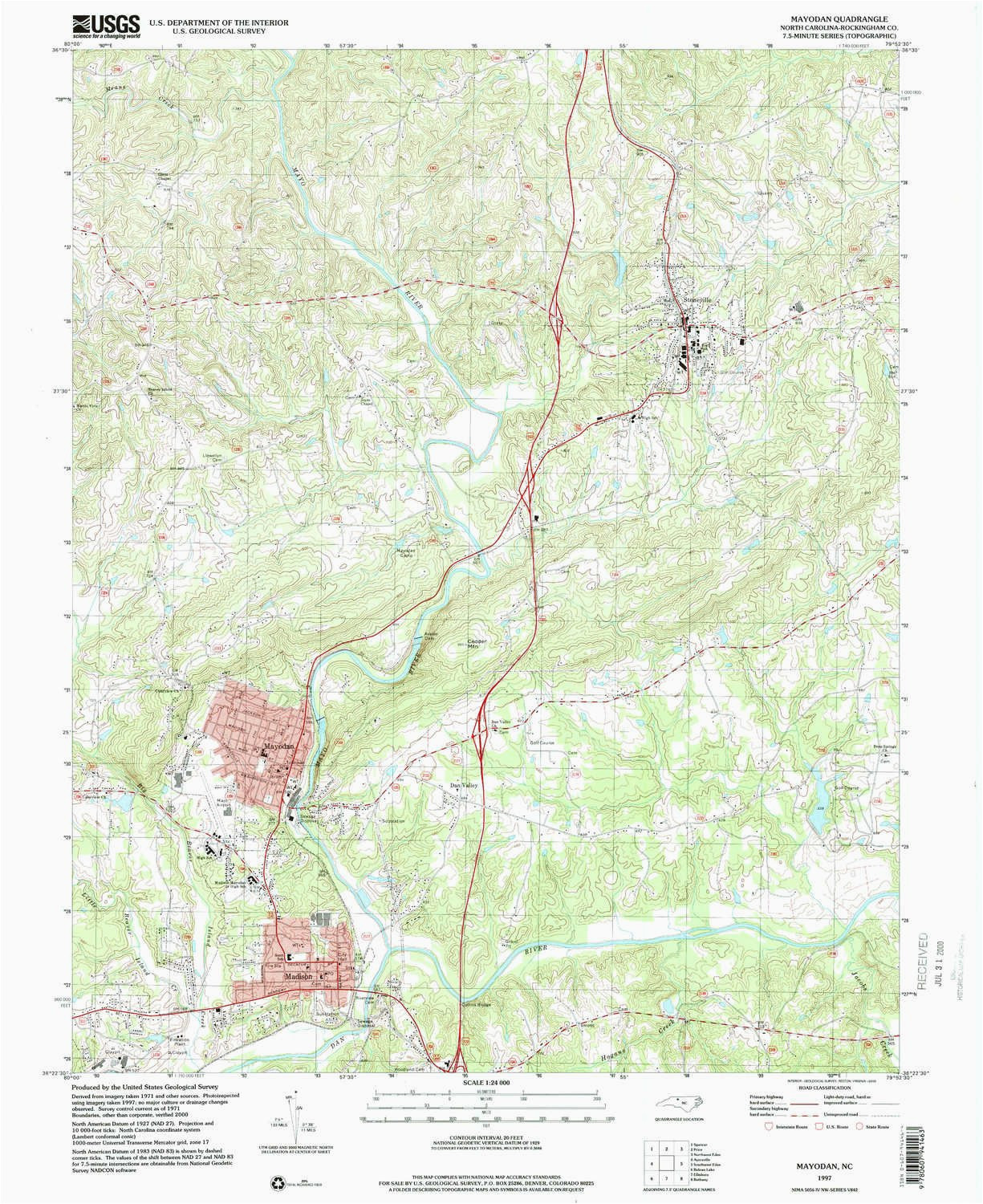 amazon com yellowmaps mayodan nc topo map 1 24000 scale 7 5 x