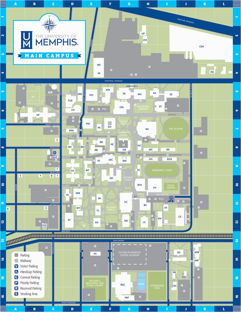 the university of memphis main campus map campus maps the