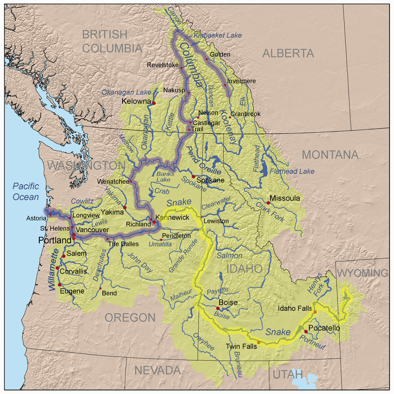 road map of oregon and california printable maps map of snake river