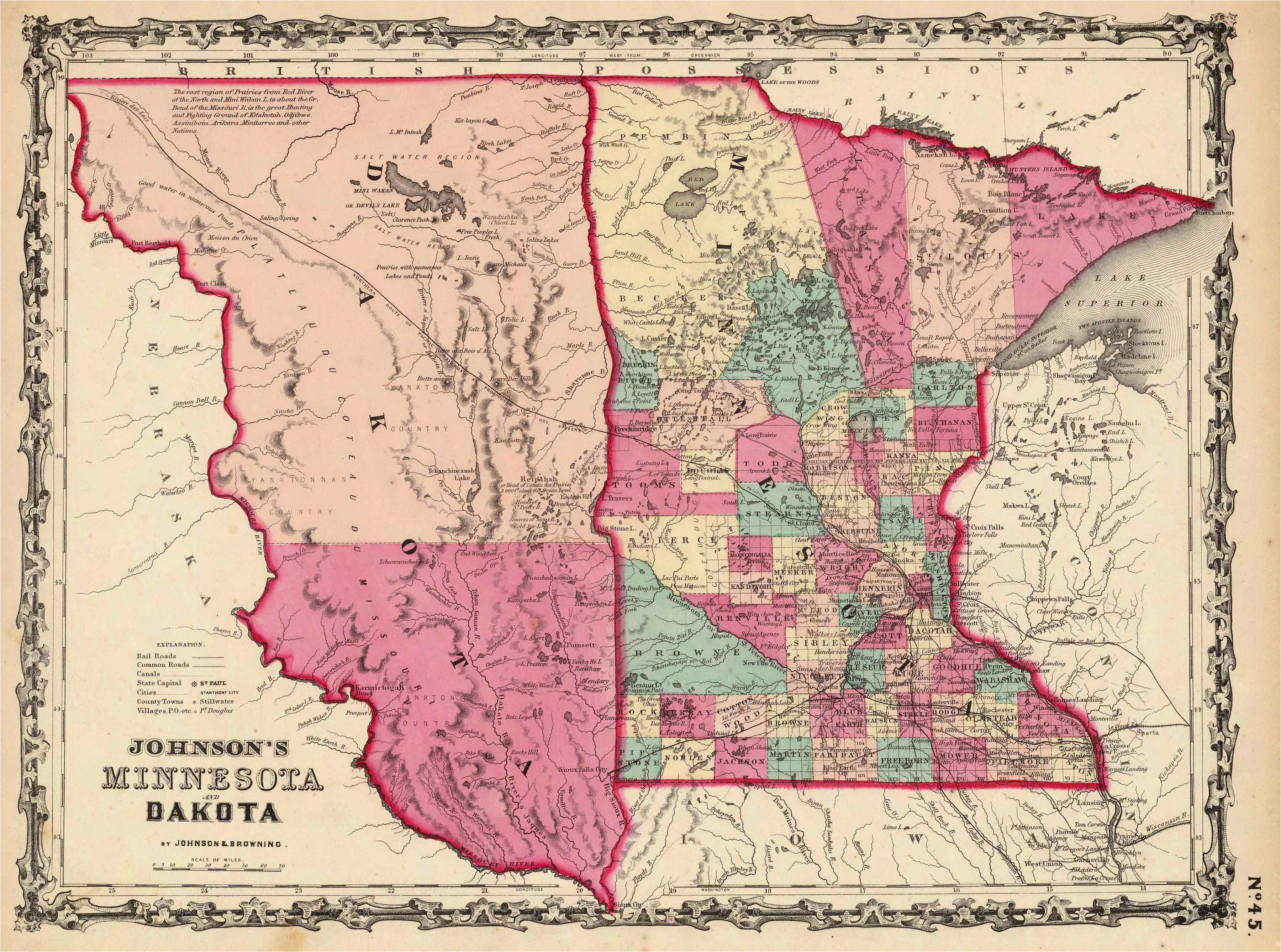 old historical city county and state maps of minnesota