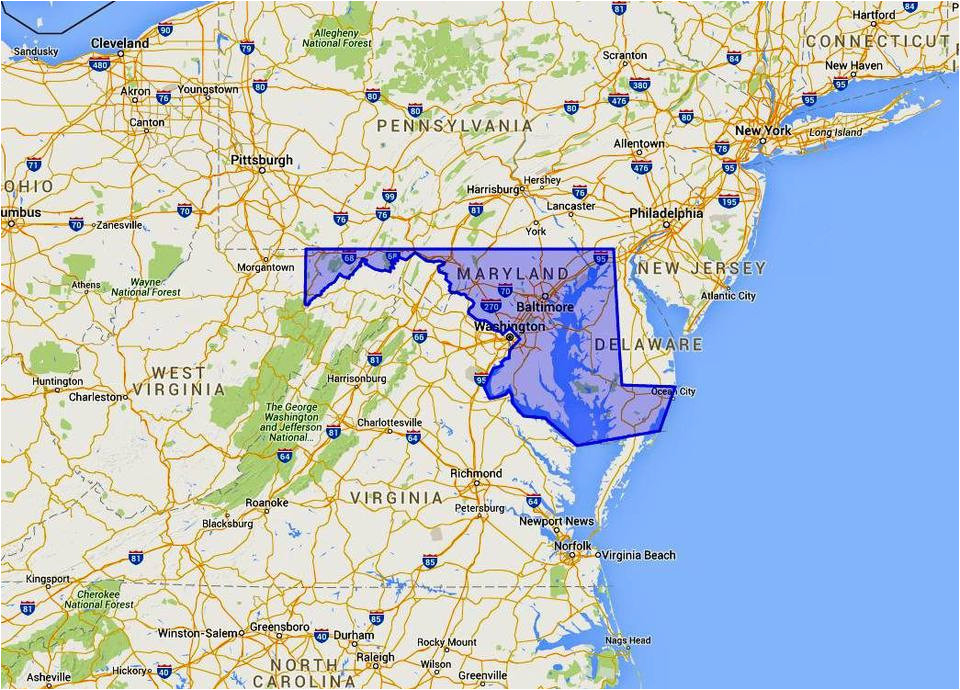 where is maryland map location and geography