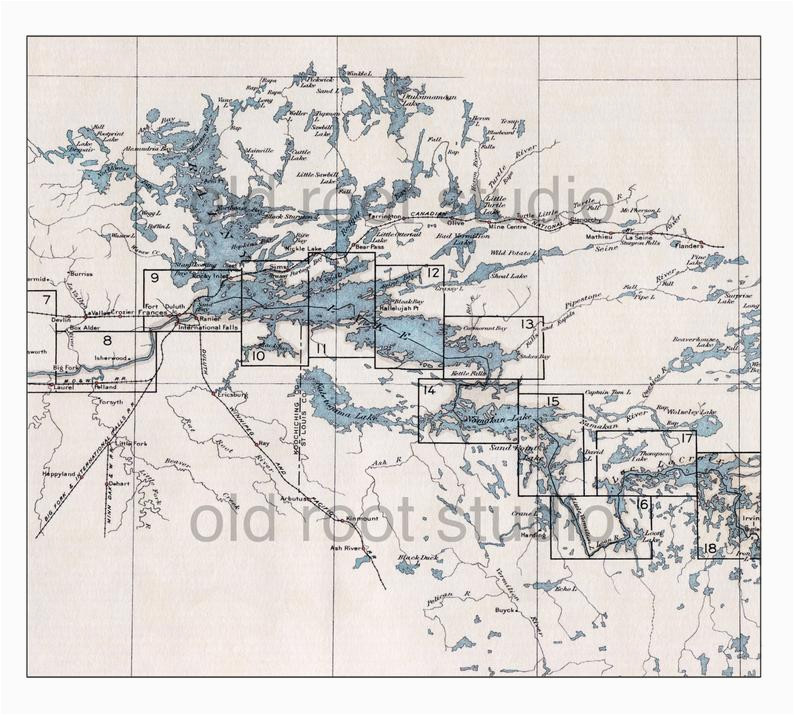 hand painted map of the boundary waters canoe area rainy etsy