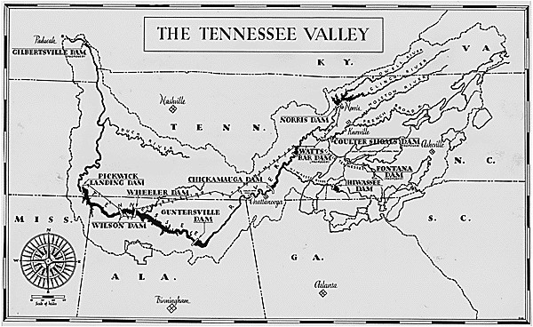 map of the tennessee valley authority 1942 tva tennessee valley