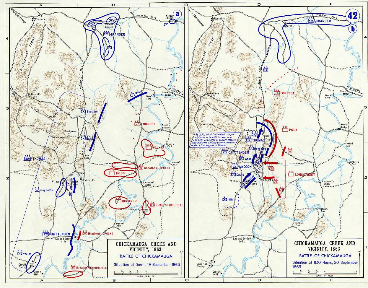 battle of chickamauga confederate and union positions