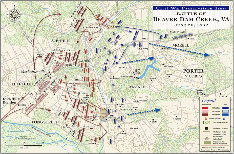 battle of mechanicsville virginia civil war battlefield map