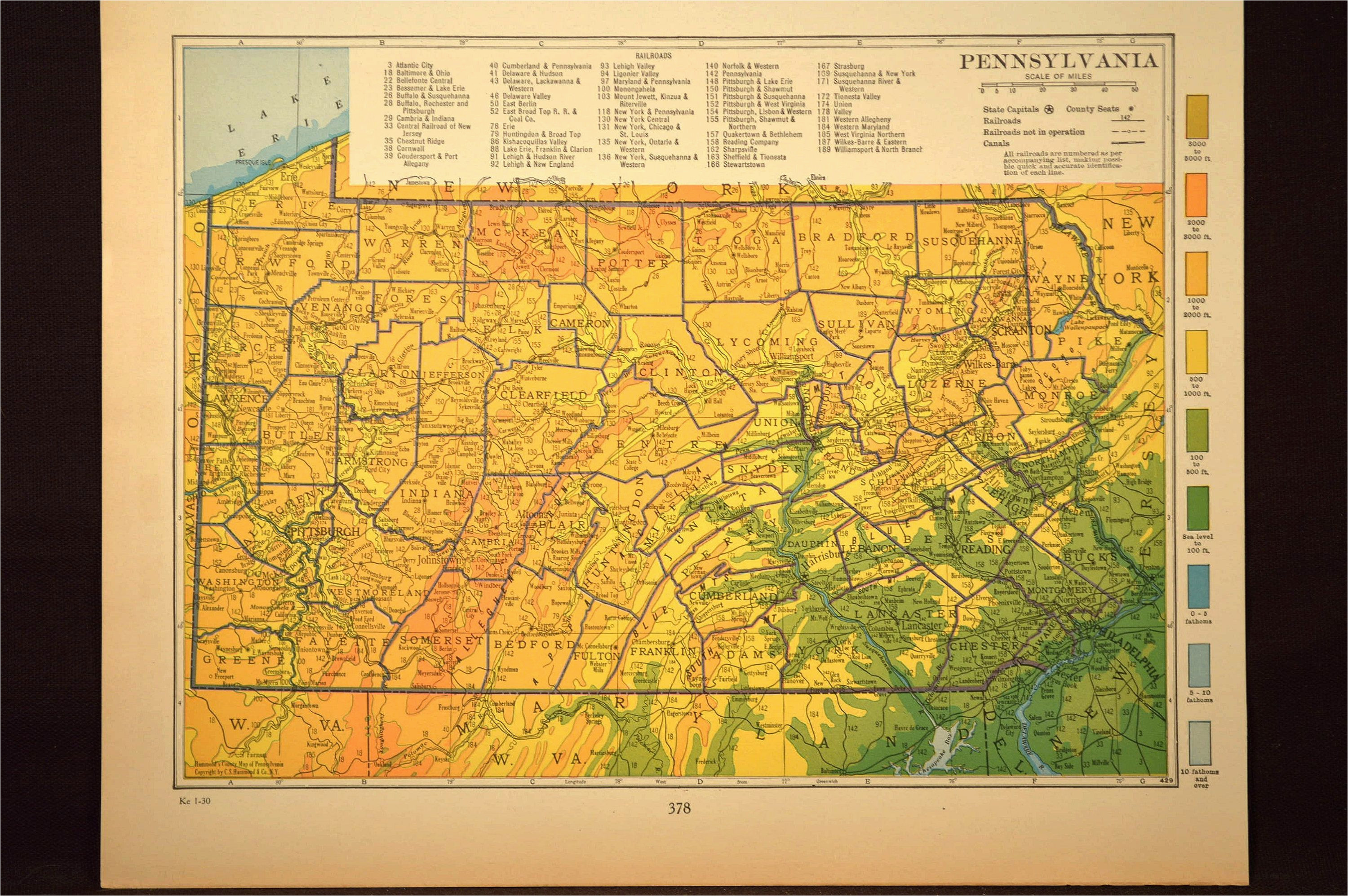 pennsylvania map of pennsylvania topographic map wall decor art