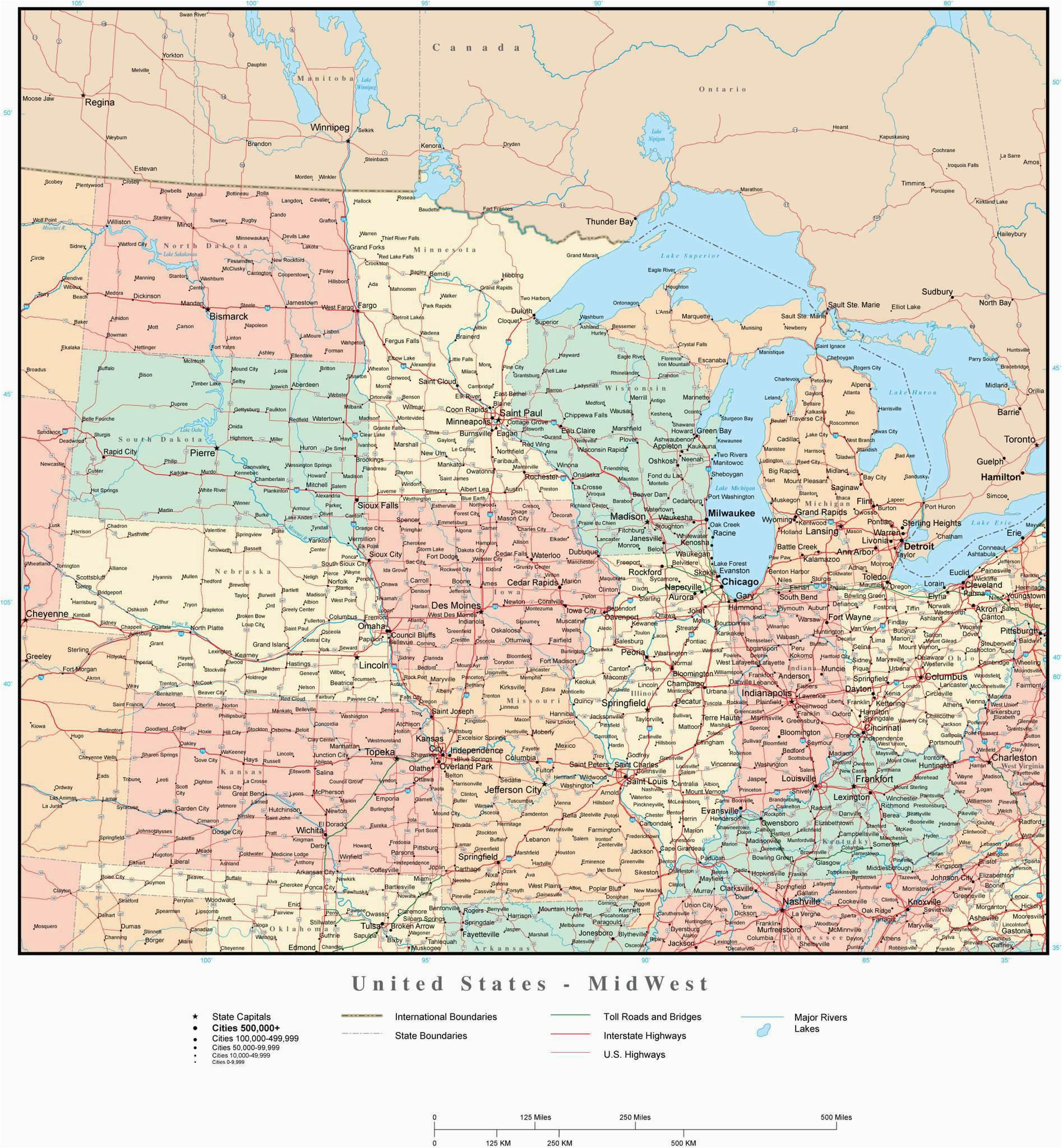 Iowa Minnesota Road Conditions Map Usa Midwest Region Map With States Highways And Cities Map Resources Of Iowa Minnesota Road Conditions Map 