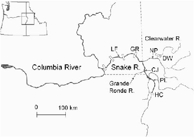 snake river map showing locations of lower granite dam gr lyons