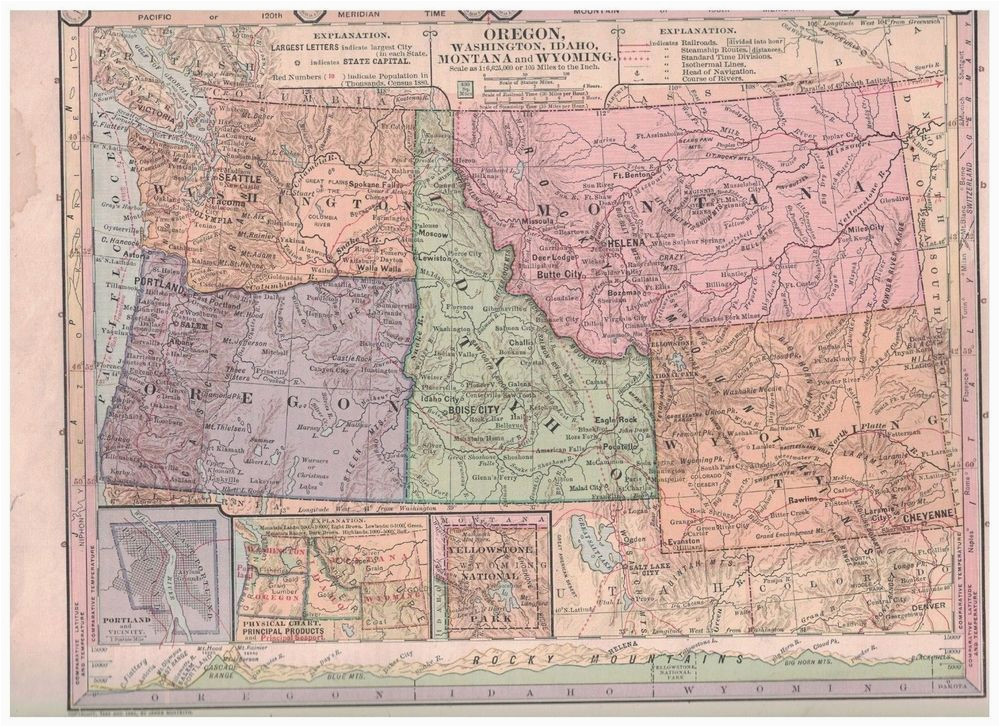 1885 map of oregon washington idaho territory montana wyoming