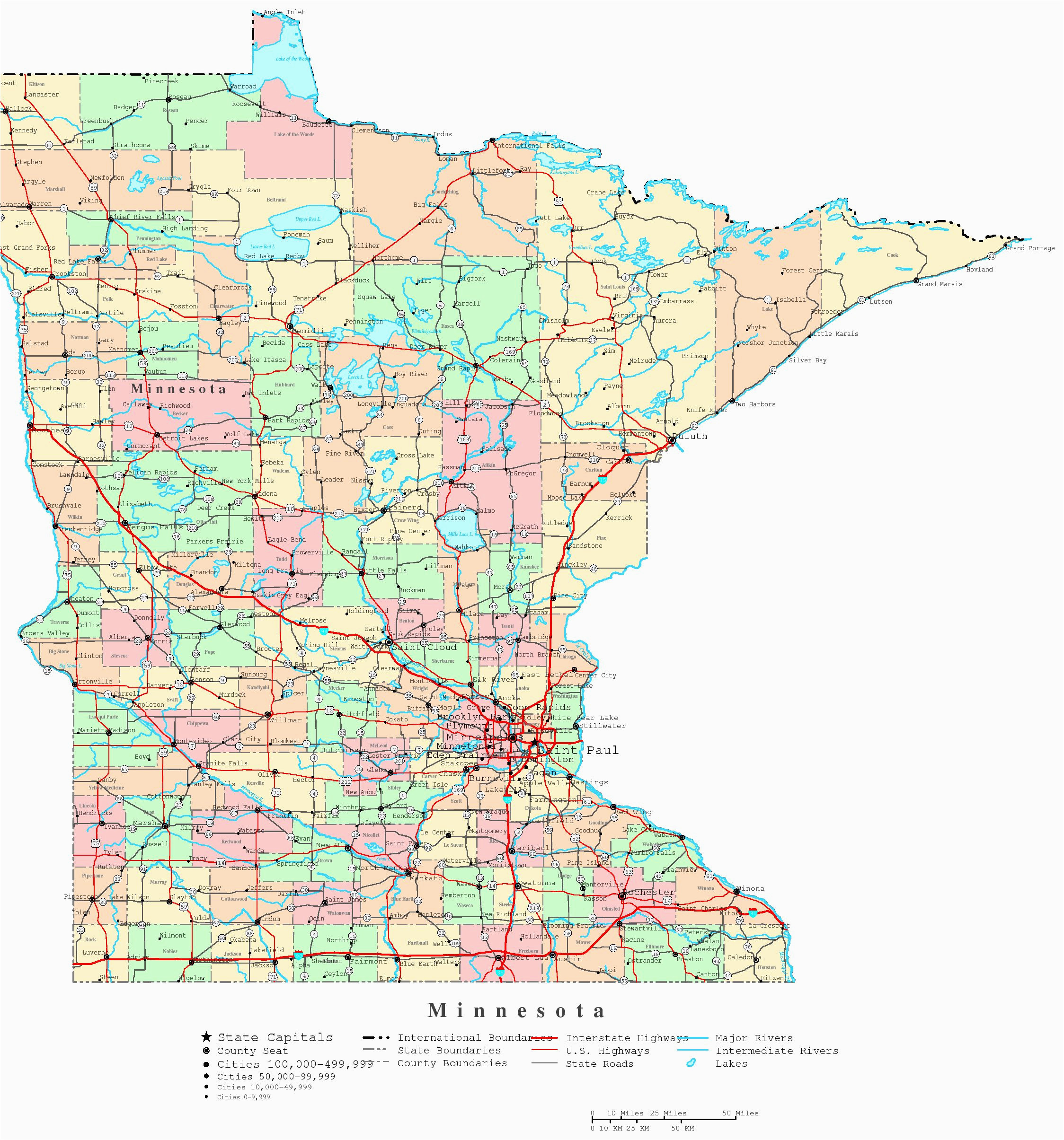 Minnesota Map With Counties And Cities Map 8950