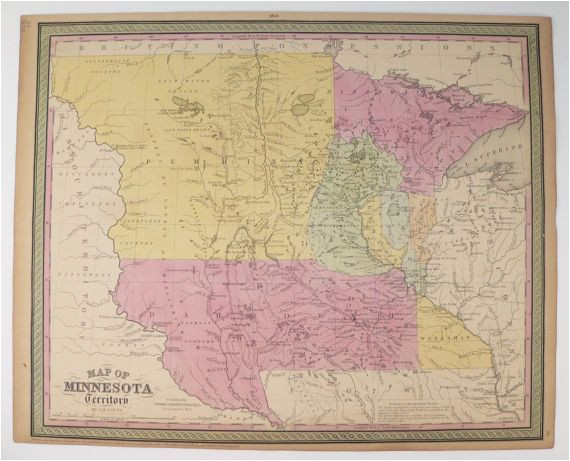 1852 mitchell minnesota territory map before north or south dakota