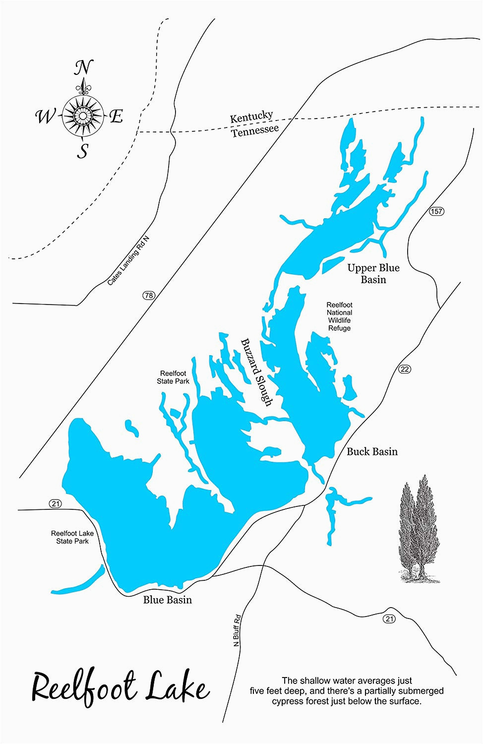 Map Of Reelfoot Lake Tennessee | secretmuseum