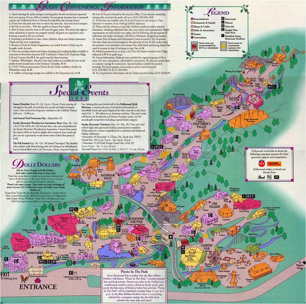 dollywood 1994 theme park maps theme park map park map